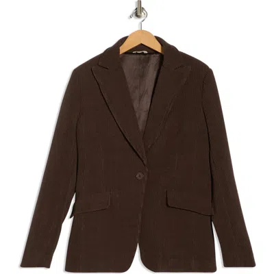 Max Studio One-button Corduroy Blazer In Brown