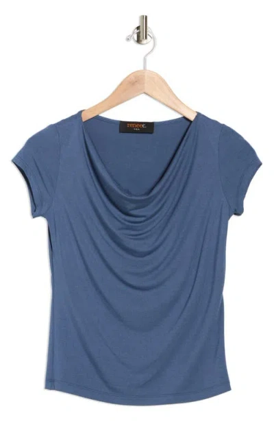 Renee C Solid Cowl Neck Cap Sleeve T-shirt In White