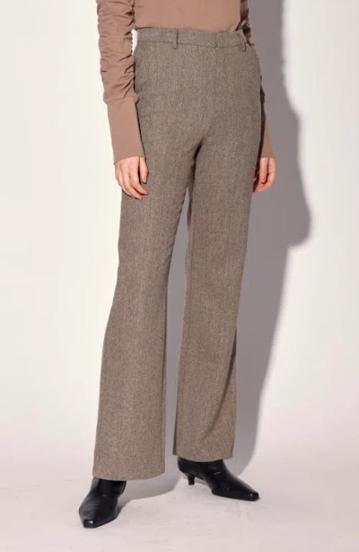 Walter Baker Shane Herringbone Wide Leg Pants In Brown