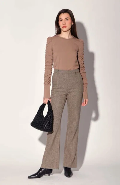 Walter Baker Shane Herringbone Wide Leg Pants In Brown
