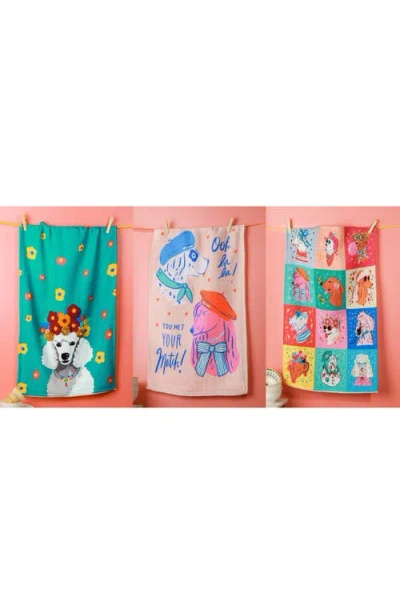Tiramisu Set Of 3 The Chic Canine Couture Artisan Kitchen Tea Towel Set In Multi