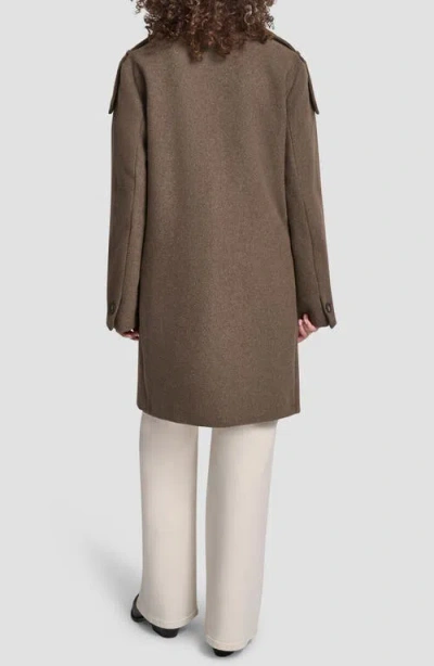 Dkny Women's Double-breasted Funnel Neck Military Coat In Animal Print