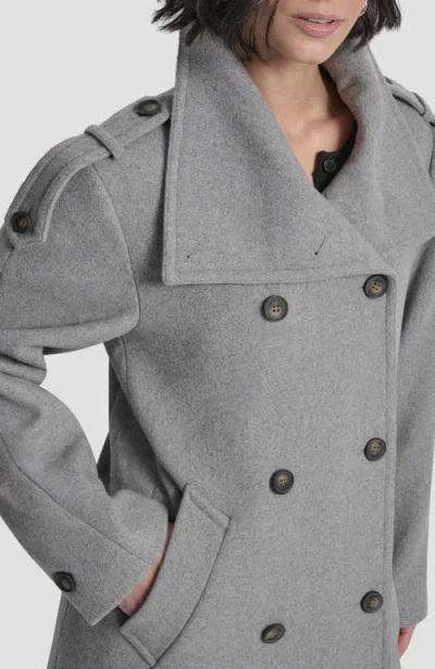 Dkny Women's Double-breasted Funnel Neck Military Coat In Multi