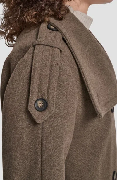 Dkny Women's Double-breasted Funnel Neck Military Coat In Animal Print