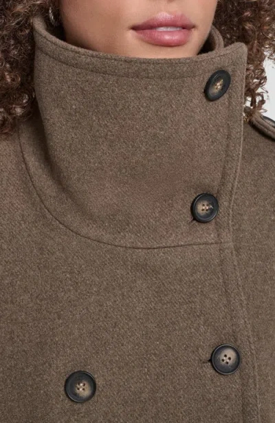 Dkny Women's Double-breasted Funnel Neck Military Coat In Animal Print