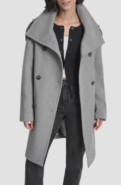 Dkny Women's Double-breasted Funnel Neck Military Coat In Multi