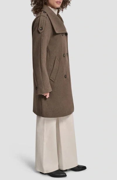 Dkny Women's Double-breasted Funnel Neck Military Coat In Animal Print