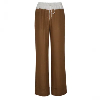 The Summer Edit Women's Brown Tia Luxe Linen Trouser - Cognac In Brown