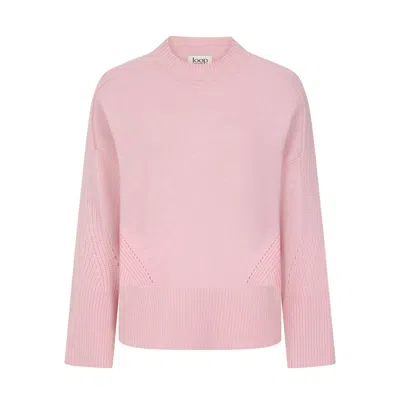 Loop Cashmere Women's Ribbed Detail Lofty Crew Sweatshirt In Sweet Pixie Pink