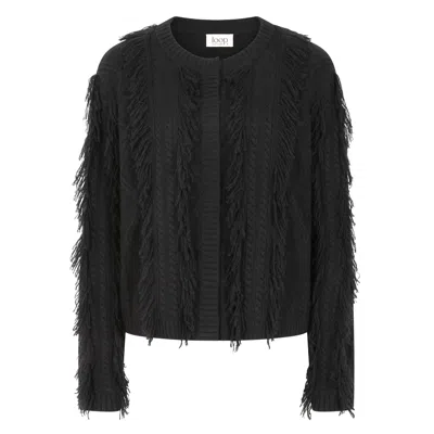 Loop Cashmere Women's Fringe Cable Jacket In Black