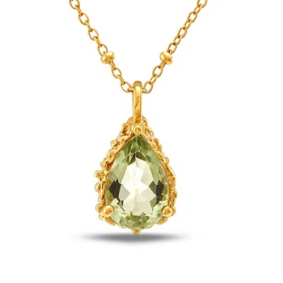 Dainty London Women's Solid Gold Green Beryl Necklace - Alba In Green