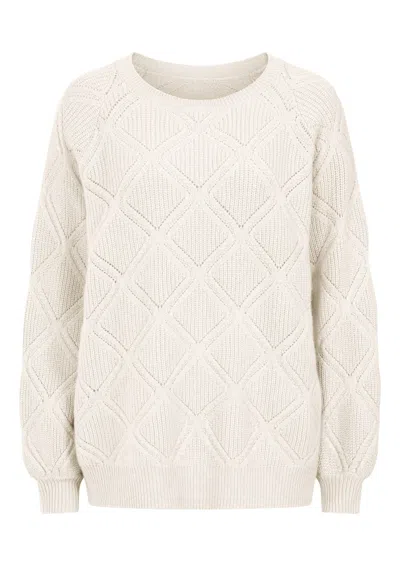 Loop Cashmere Women's Diamond Stitch Sweater In Snow White