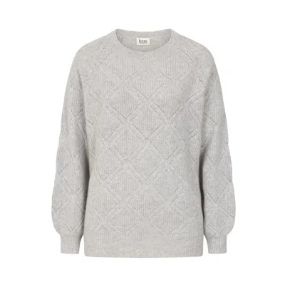 Loop Cashmere Women's Diamond Stitch Sweater In Foggy Grey In Gray