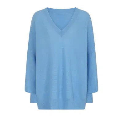 Loop Cashmere Women's Relaxed Lofty V Neck Sweater In Delta Blue
