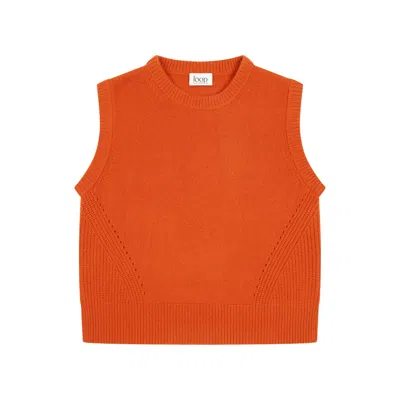 Loop Cashmere Women's Ribbed Detail Lofty Cashmere Tank In Marmalade Orange
