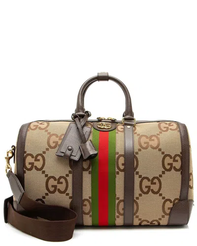 Gucci Beige Jumbo Gg Canvas Medium Duffle (authentic Pre-loved) In Brown