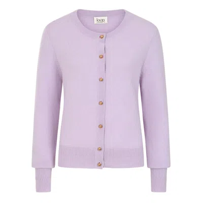 Loop Cashmere Women's Purple Cashmere Crew Cardigan In Siberian Lilac