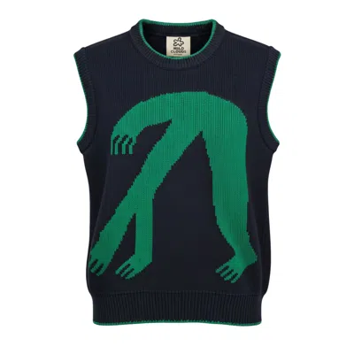 Wild Clouds Women's Green / Blue Organic Cotton Knit Jumper Vest - Blue In Blue