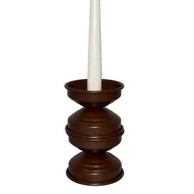 Caspal Brown Large Chocolate Matt Candlestick - Italian Design In Brown