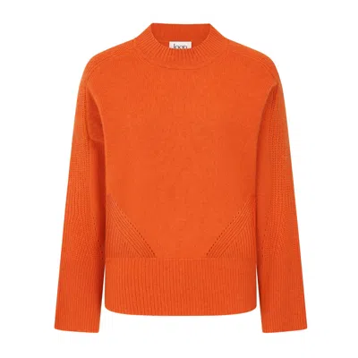 Loop Cashmere Women's Yellow / Orange Ribbed Detail Lofty Crew Sweatshirt In Tiger Orange In Yellow/orange