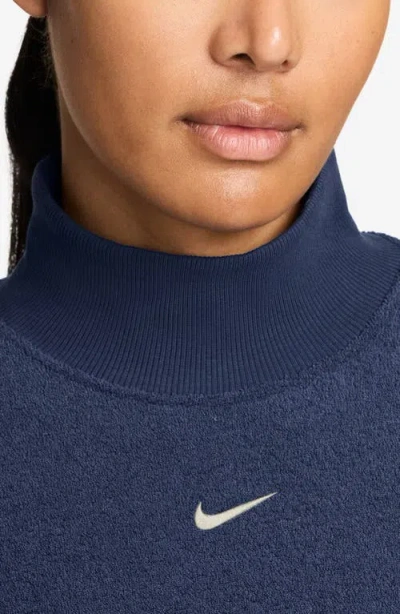 Nike Phoenix Plush Cozy Oversized Mock Neck Sweatshirt In Blue