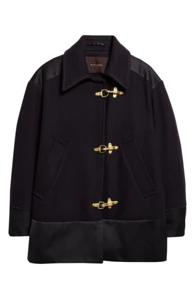 Wales Bonner Keiko Mixed Media Coat In Black