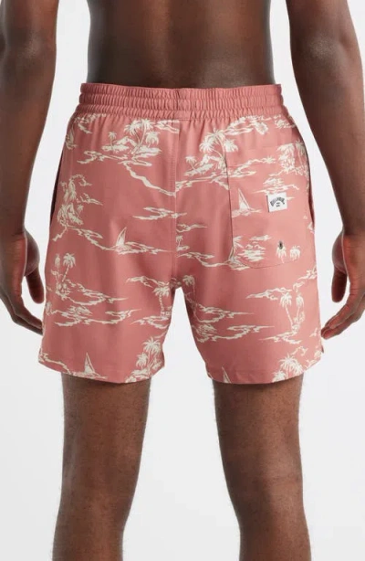 Billabong Lineup Layback Swim Trunks In Pink