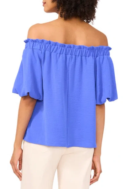 Vince Camuto Print Off The Shoulder Puff Sleeve Top In Blue