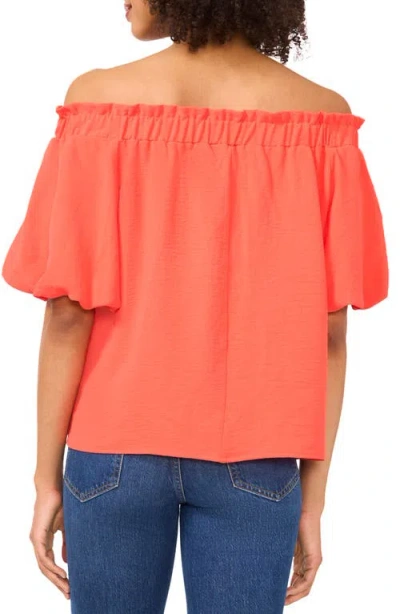 Vince Camuto Print Off The Shoulder Puff Sleeve Top In Red