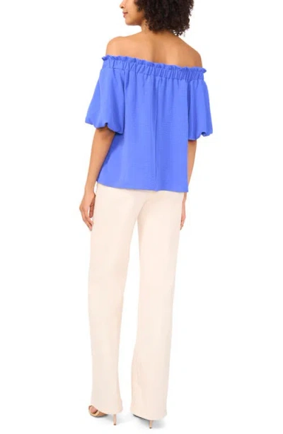 Vince Camuto Print Off The Shoulder Puff Sleeve Top In Blue