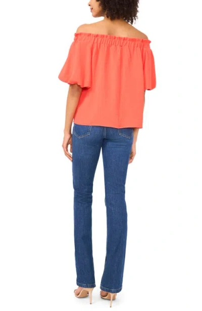 Vince Camuto Print Off The Shoulder Puff Sleeve Top In Red