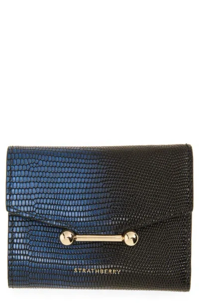 Strathberry Mosaic Lizard Embossed Leather Trifold Wallet In Multi