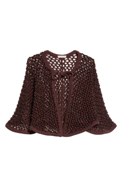 Diotima Crystal Net Knit Capelet In Brown
