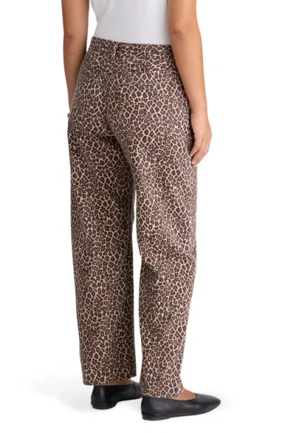 Madewell The Tall Leopard Darted Barrel Leg Jeans In Animal Print