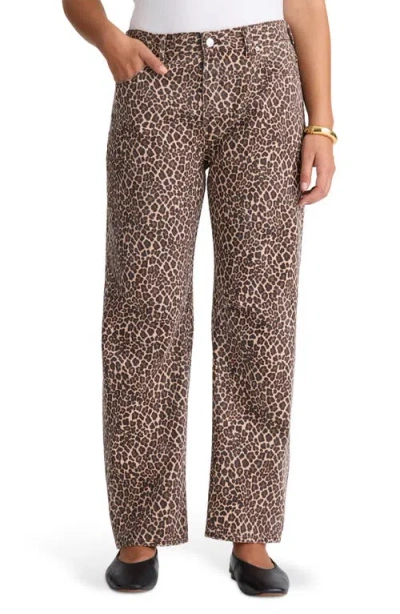 Madewell The Tall Leopard Darted Barrel Leg Jeans In Brown