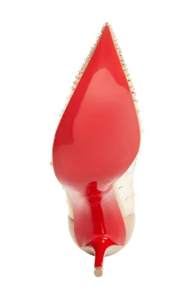 Christian Louboutin Follies Crystal Embellished Mesh Pointed Toe Pump In Neutral