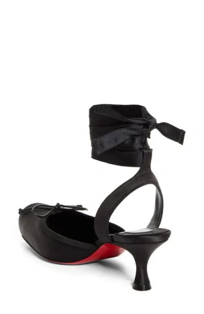 Christian Louboutin 55mm Cassia Lace-up Satin Ballet Pumps In Black