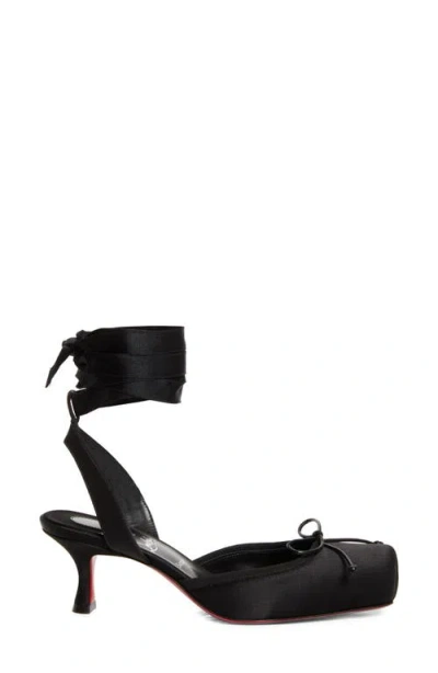 Christian Louboutin 55mm Cassia Lace-up Satin Ballet Pumps In Black