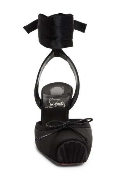 Christian Louboutin 55mm Cassia Lace-up Satin Ballet Pumps In Black