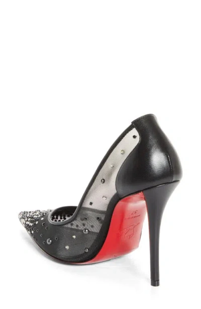Christian Louboutin Miss Z Degrastrass Perla Mesh Nylon Pumps With Rhinestones In Black