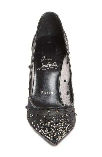 Christian Louboutin Miss Z Degrastrass Perla Mesh Nylon Pumps With Rhinestones In Black