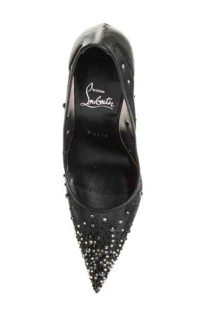 Christian Louboutin Miss Z Degrastrass Perla Mesh Nylon Pumps With Rhinestones In Black