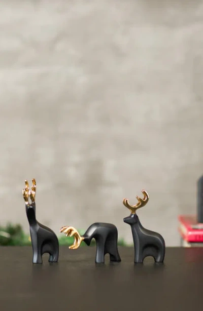 Nambe Nambé Prancer Set Of 3 Reindeer Figurines In Black