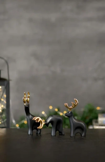 Nambe Nambé Prancer Set Of 3 Reindeer Figurines In Black