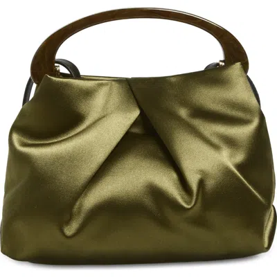 Dries Van Noten Pleated Satin Top Handle Bag In Green