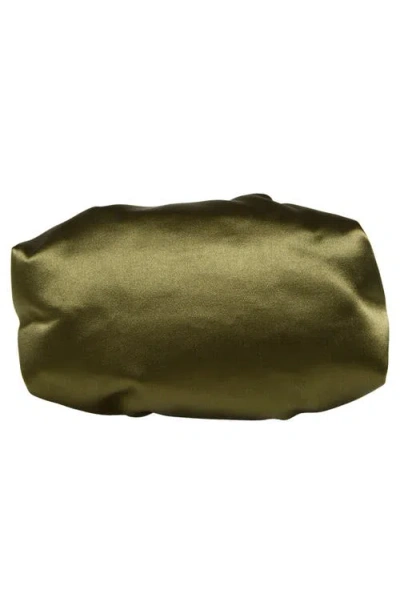 Dries Van Noten Pleated Satin Top Handle Bag In Green