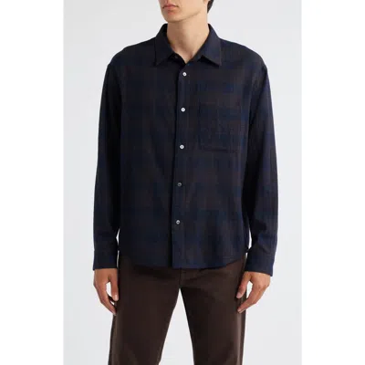 Frame Long Sleeve Button Front Wool Shirt In Blue