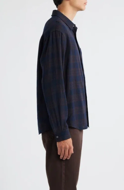 Frame Long Sleeve Button Front Wool Shirt In Blue