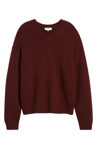 Frame Men's Wool And Cashmere Knit V-neck Sweater In Burgundy