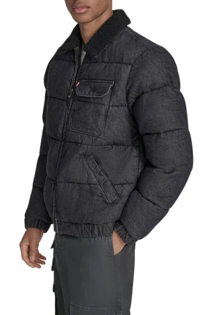 Levi's Men's Denim Quilted Sherpa Collar Jacket In Gray